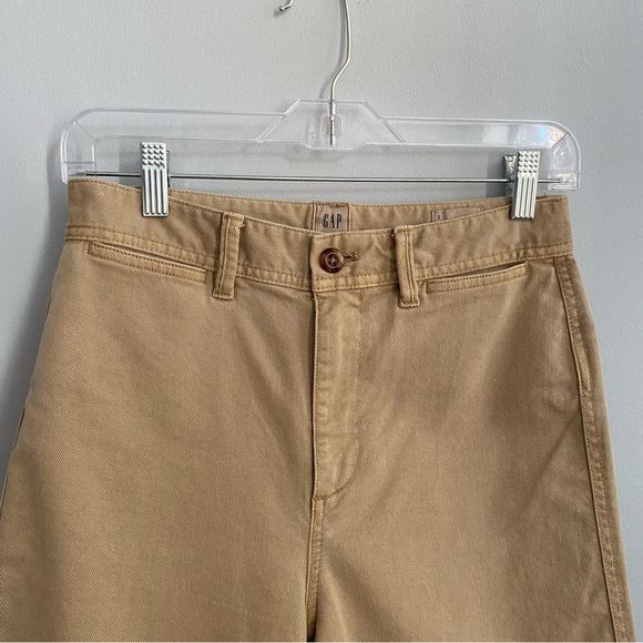 GAP Pants High Rise Wide-Leg Crop Khaki Chinos Stretch Neutral Minimalist 2 - Picture 4 of 12